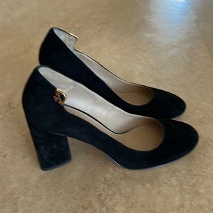 Black suede Tory Burch block heels